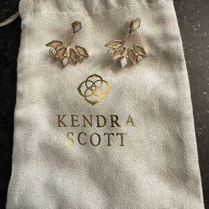 Kendra Scott Gold and White Leaf Earrings